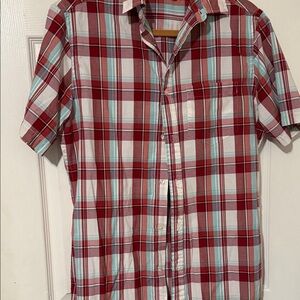 Sonoma Red and Teal Plaid Button-Down Shirt